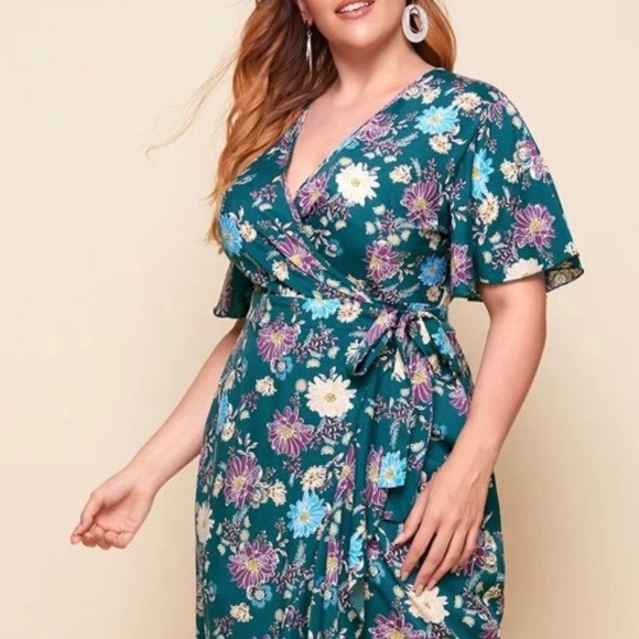 FLORAL WRAP DRESS NWOT - Picture 5 of 7